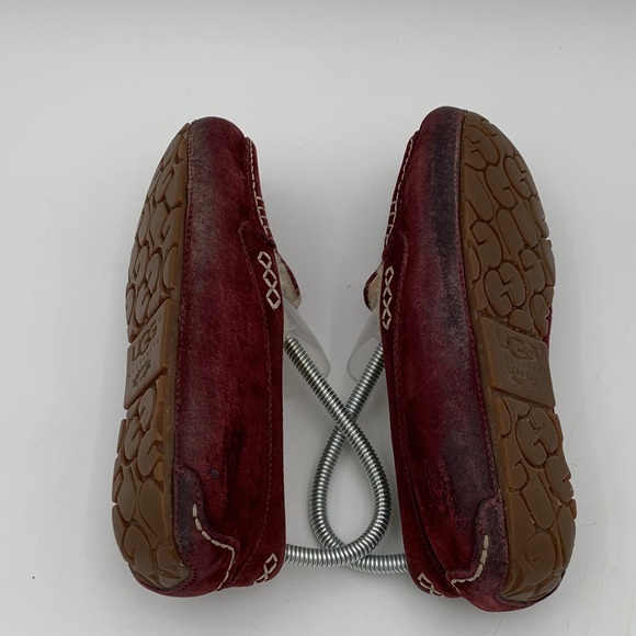 UGG Burgundy Suede Moccasin Slippers Size 7 - Picture 12 of 14